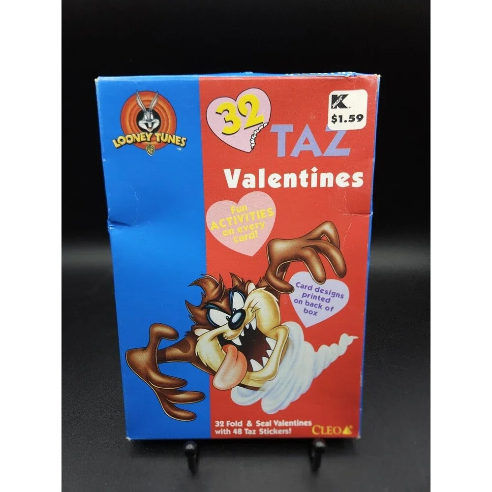 Vtg Valentines Looney Tunes Tazmanian Devil 1997 CLEO Taz 32 Cards With Stickers